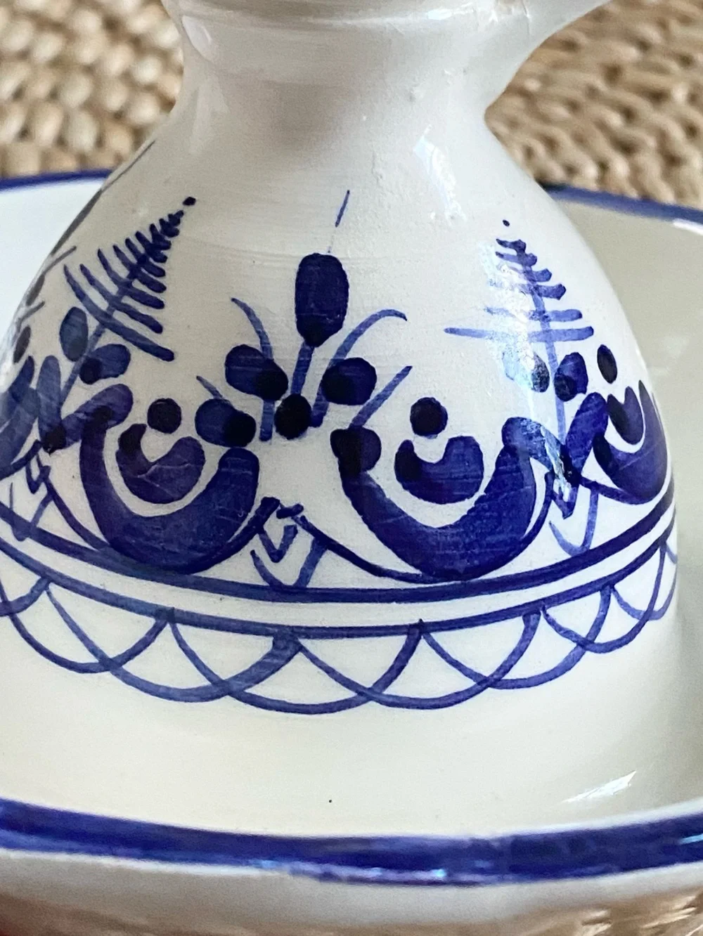 VTG Delft Hand-painted Blue White Ceramic Chamber Candlestick Holder Side Handle